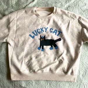 Blue Lucky Cat Sweater Pullover Sweatshirt